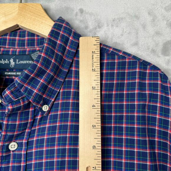 Ralph Lauren Classic Fit Shirt Mens XL Plaid Long Sleeve Cotton Oxford Preppy - Picture 12 of 13